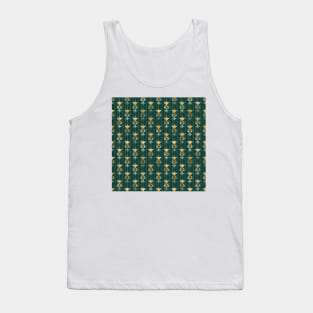 Teal and Gold Mini Vintage Art Deco Damask Pattern Tank Top